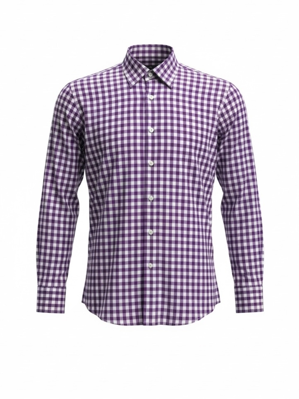 BERLIONI Comfort Fit Purple‎ and white gingham dress shirt size 15-15.5/34-35.